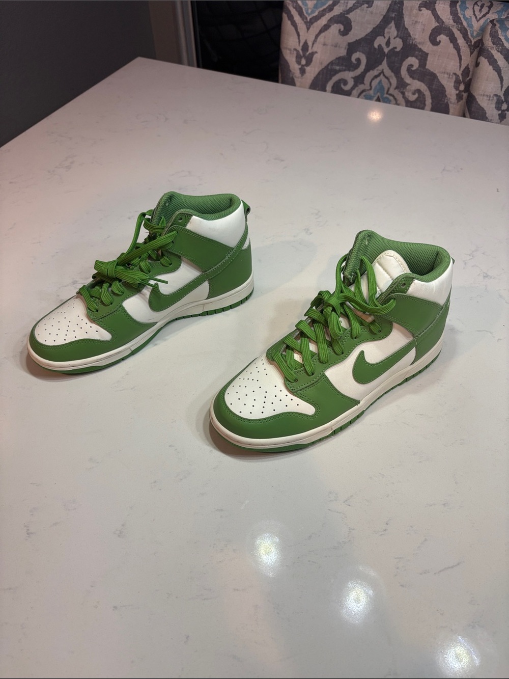 Nike Green and White High-Top Sneakers